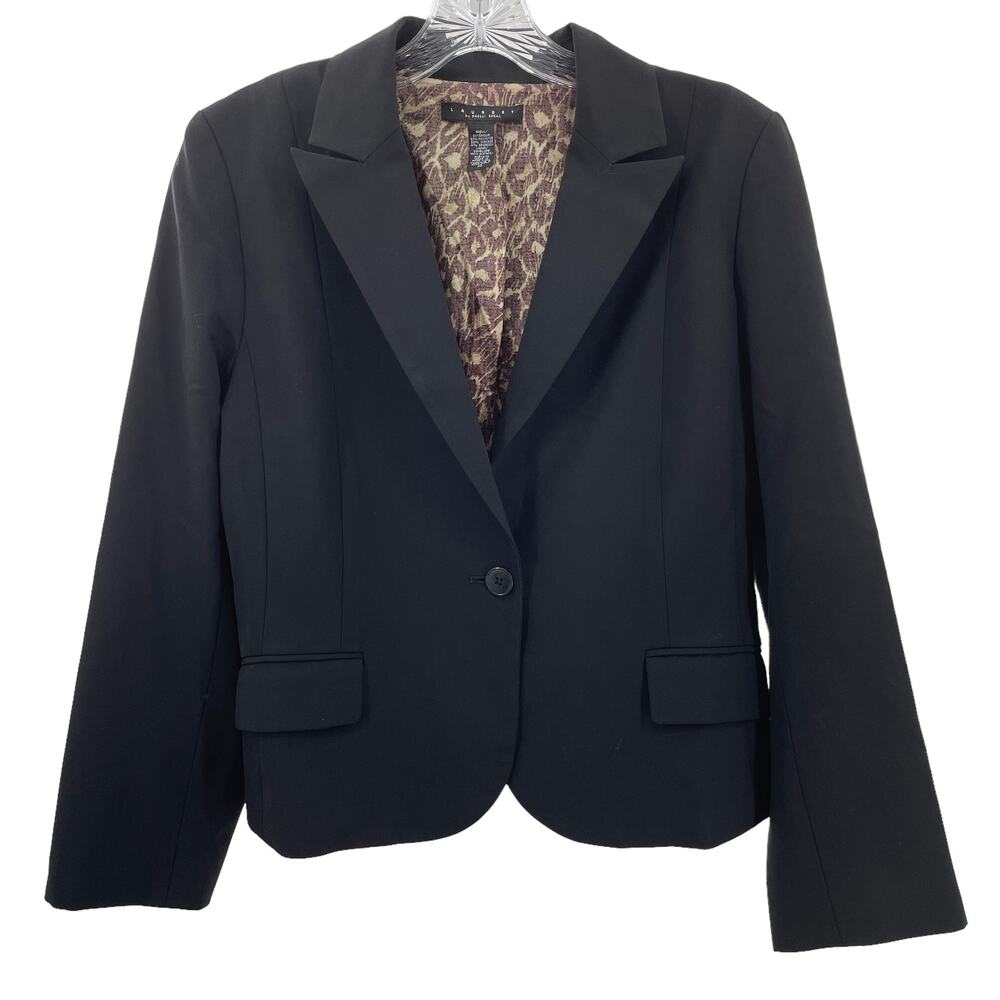 Laundry by Shelli Segal Black Knit Career Ribbon Back Classic Blazer 10